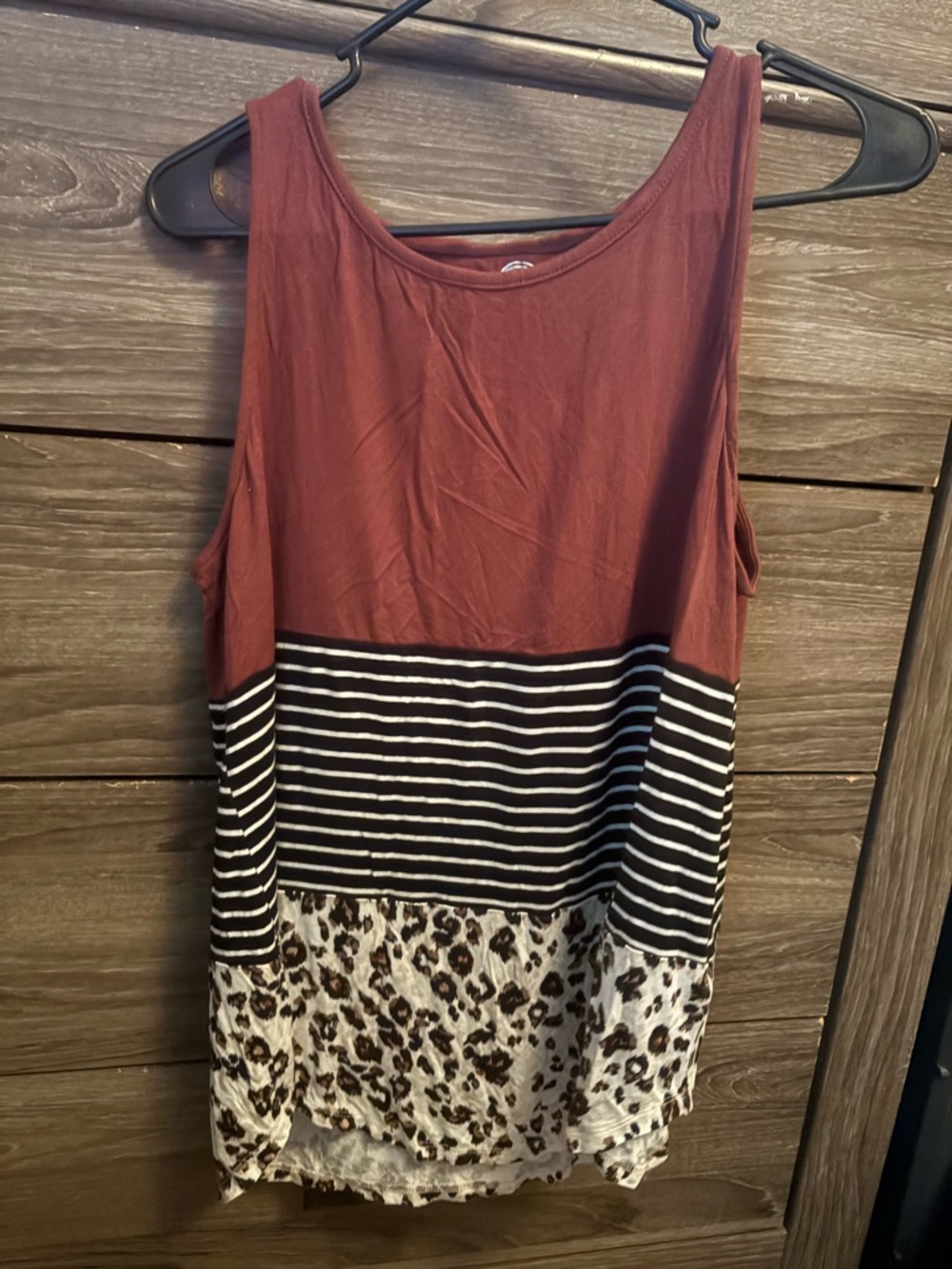 Maurices Maroon Striped & Leopard Print Tank